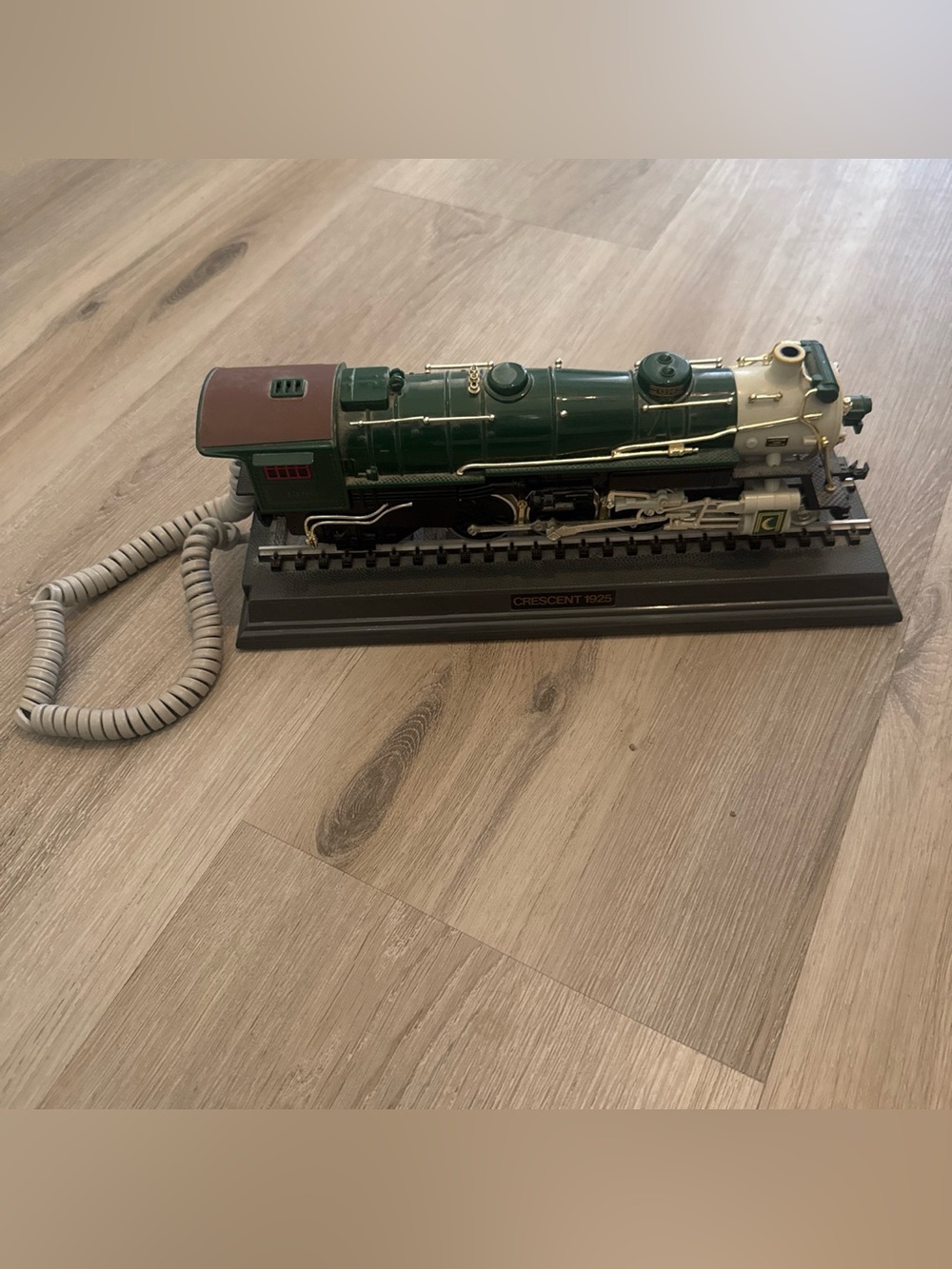 Crescent Green and Brown Locomotive Phone with Gold Trim